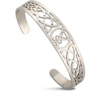 Eouyt Bracciale Lucifer Croce di Leviatano Bangle Bracciale Baphomet Sigillo di Satana Diavolo Demone Nodo Celtico Accessori Gotici Regalo Uomo Donna, Bracciale Lucifero in Argento