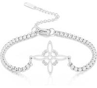 Eouyt Bracciale Nodo della Strega Pentagramma Tetragrammaton Gioiello Celtic Nodo Ciondolo Regolabile Protezione Stregoneria Pagano per Uomo Donna, Argento 4