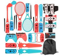 EOVOLA Kit di accessori 18 in 1 per giochi sportivi Nintendo Switch/OLED, racchette da tennis, mazze da golf, spade, polsiere e cinturino da gamba, ecc., con custodia