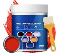 Eowduk Weatherproof Rust Converter Paint for Metal, 300/500g Rust Conversion Paint, 4-in-1 Rust Remover with Brush for Metal, Car, Industrial Equipment, No Mixing Required (rosso, 500g)