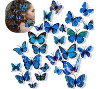 Eowppue 24 Pezzi Piccoli realistici a Mano Farfalla Capelli Clip 90s Accessori per Capelli per Le Donne e Le Ragazze (Blu)