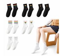 Eowppue Calze Rainbow Pride 6 Paia - Calze Colorate Arcobaleno, Calde e Morbide, Adatte a Tutti i Piedi, Comfort e Stile, Ideali per Eventi Pride e Giorni Speciali, Taglia Unica