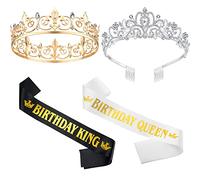 Eowppue Corona di compleanno Re e Regina Corona Fusciacca per uomini e donne, corona di compleanno, decorazione regalo di compleanno