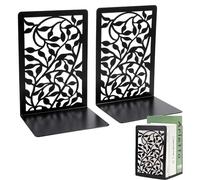 Eowppue Reggi Libri in Metallo Nero per Libreria - Solidi Fermalibri con Fermi Antiscivolo per Scuola, Casa, Ufficio (1 Coppia)