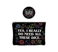 EOWVISN 1 borsa nera per dadi e 1 spilla divertente, accessori per giochi di ruolo, un must per gli amanti dei giochi da tavolo Trpg, coulisse di stoccaggio, piccole cose portatili e protettive.