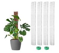 EOX 4 pali in plastica per muschio da 61 cm per Monstera, grandi pali a forma di D per piante rampicanti, funzionano con muschio di sfagno, set di 4 paletti per piante da 228 cm, fascette da giardino