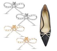 EOYVAIL Charm decorativi,4 pezzi di fermaglio per fiocco di diamanti staccabile in metallo per scarpe da sposa con tacco alto, decorazione per scarpe con fiori, accessori per scarpe