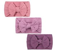 EOYVAIL Fasce da bambina,3 fasce per capelli per bambini, fascia per capelli elastica in jacquard con bordo largo e fiocco.