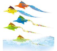 EOYVAIL Giochi da immersione sott'acqua,Set di 4 giocattoli da piscina per bambini a forma di pesce con bandiera e immersioni in acqua