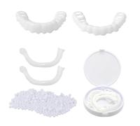 EOYVAIL Kit di riparazione protesi dentarie,50 g di perle bianche per restauro + 1 paio di protesi dentarie superiori e inferiori + 2 pezzi di strisce gengivali