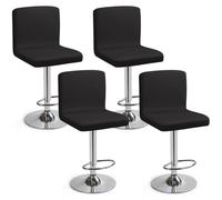 Eozakavod Coprisedie da Bar con Schienale Set di 4 Facile da Pulire Fodere per Sedia Elastiche per Rinnovare e Proteggere Sedie da Cucina, Bar, Giardino (Nero, Set di 4)