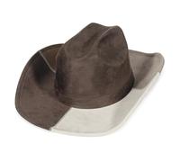 EOZY Cappello da cowboy patchwork in pelle scamosciata, per uomo e donna, con tesa larga, cappello da cowgirl