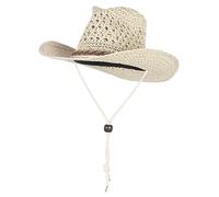 EOZY Cappello di paglia da donna a tesa larga, cappello da cowboy estivo, cappello da sole, cappello da spiaggia, Beige #2, 56/58 IT