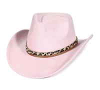 EOZY Cowboy Cowgirl Cappello da cowgirl per donne e uomini - Camoscio Cattleman Western Party Cappello con fascia rimovibile, Colore: rosa., 56/58 IT