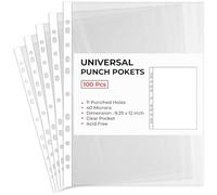 EPACKAGING Buste perforate in plastica formato A4, 11 fori, resistenti, 40 micron, trasparenti, per documenti, cartelle, riempimento di portafogli in plastica, confezione da 100 buste