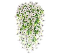 Epaing 2 Pièces Fleurs Artificielles, artificielles Murales Suspendues Fleurs extérieures Paniers mur de fleur, Plantes Artificielles pour Célébration Cuisine Jardin Bureau(Bianco)