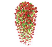 Epaing 2 Pièces Fleurs Artificielles, artificielles Murales Suspendues Fleurs extérieures Paniers mur de fleur, Plantes Artificielles pour Célébration Cuisine Jardin Bureau(Rosso)
