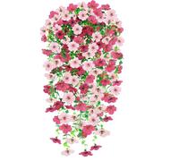 Epaing 2 Pièces Fleurs Artificielles, artificielles Murales Suspendues Fleurs extérieures Paniers mur de fleur, Plantes Artificielles pour Célébration Cuisine Jardin Bureau(Rosa Pink)
