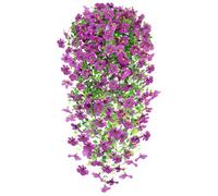 Epaing 2 Pièces Fleurs Artificielles, artificielles Murales Suspendues Fleurs extérieures Paniers mur de fleur, Plantes Artificielles pour Célébration Cuisine Jardin Bureau(Viola)