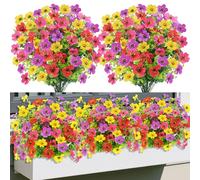 Epaing Fiori Finti da Esterno, 6 Fasci 4 Colori Piante da Vaso Finte da Esterno, UV-Resistenti Pianta Finta, Fiori Artificiali Che Sembrano Vere per Balcone Decorazioni