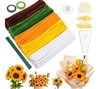 Epaing Scovolini Colorati per Lavoretti, 500 Pezzi 5 Colori Scovolini Colorati con Stami, Steli, Perline non Porose, Nastro Adesivo Verde, Filo a Coda di Pesce e Sacchetto per Fiori, Pipe Cleaner