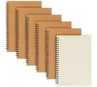 Epakh Confezione da 6 quaderni a spirale, per il rientro a scuola, con copertina rigida, 14 x 21 cm, per il primo giorno di scuola, colore marrone, diario di viaggio, 50 fogli, 100 pagine (punteggiati