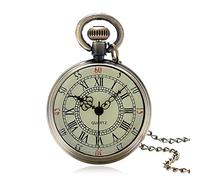 EPASHA Orologio da Tasca, Orologio da Tasca Orologio da Tasca Romano in Bronzo Numeri Antichi Collana a Catena con Ciondolo al Quarzo (Colore : As Shown)