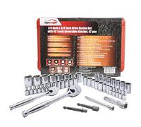 EPAUTO - Set di chiavi a bussola con attacchi da 1/4" e 3/8", con cricchetto reversibile
