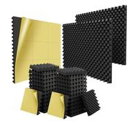 Epdpekc 24 Pezzi di Schiuma Acustica Autoadesiva 1,5X12X12 Pollici Fonoassorbente per Casse per Uova, Murali Insonorizzati per Casa e Studio