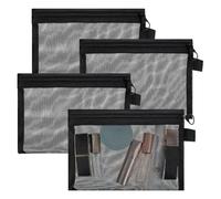 Epdpekc 4 Pezzi Mini Mesh Zipper Bags, Mesh Zipper Pouch Piccole Zipper Bags Nylon Zipper Pouch Mesh Makeup Bag per Home Office