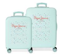 epe Jeans Leslie Valigia da cabina blu 38x55x20 cm Rigida ABS Chiusura a combinazione, turchese, Dimensiones, Set valigie
