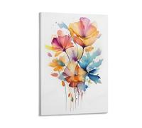 EPEDIC Fiori moderni su tela da parete con fiori naturali pittura semplice pittura stampa poster incorniciato opera d'arte per camera da letto soggiorno ufficio decorazione da parete