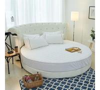 EPELUX Coprimaterasso Trapuntato Rotondo Lenzuolo in Cotone Romantico Lenzuolo Rotondo protettore Sposa beddin-Bianco, Diametro 220cm