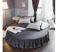 EPELUX Foglio Gonna del Letto Rotondo in Puro Cotone Copriletto a Tinta Unita in Stile Europeo per Diametro 200cm 220cm-14,2.2M