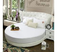 EPELUX Lenzuola Rotonde in Puro Cotone per la casa Copriletti per Il Letto Set di Lenzuola Rotonde Materasso per Rotondo 200cm 220cm-Bianco, Rotondo 2.2M