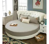 EPELUX Lenzuolo Montato Rotondo in Puro Cotone per la Casa - Set di Biancheria da Letto per Materasso 200cm 220cm - Grigio Argento, 2.2M