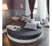 EPELUX Puro Cotone Rotondo Lenzuolo Montato per la casa Copriletti per Il Letto Set di Biancheria da Letto Rotonda Materasso per Rotondo 200cm 220cm-grigio Scuro, Rotondo 2.2M
