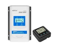 EPEVER® MPPT DuoRacer - Regolatore di carica solare DR2210N per 2 batterie, 12 V/24 V, PV 100 V, con misuratore remoto EPEVER MT11