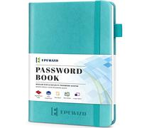 EPEWIZD Libro delle password con schede alfabetiche di medie dimensioni Password Book Keeper per il sito Web Nome utente Accesso a Internet Indirizzo del computer Password Organizer Diario di bordo-Turchese