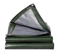 EPFHR 4 x 5 m Telone in tessuto 180 g/m² Verde/Argento Telo impermeabile con occhielli Telo protettivo Telo per barca Telo in legno per mobili da giardino Copertura per piscina Trampolino Tetto
