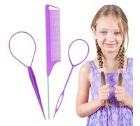 EPFUL Set di 3 strumenti per nodi nei capelli con 2 strumenti per trecce francesi, 1 pettine per trecce Rat Tail Comb con stelo in metallo per acconciature