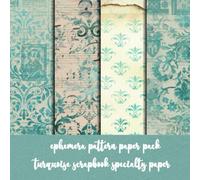ephemera pattern paper pack - turquoise scrapbook specialty paper: 40 sheet double sided 4 patterns 8x8 pattern paper pack scrapbook embellishments ... - Decorative crafting marble origami paper