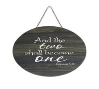 Ephesans 5:31 And The Two Shall Become One Motivational Citazione Cartello in legno rustico decorativo da appendere cartello decorativo da parete per soggiorno, camera da letto, porta, finestra, casa