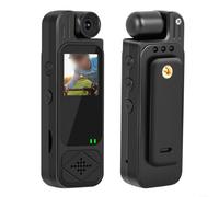 EpheyFIF Action camera portatile 1080p con obiettivo girevole a 180° microfono integrato, mini fotocamera indossabile per avventure all'aperto, registrazione forze dell'ordine, nero ABS (nero)