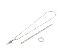 EpheyFIF Collana da uomo gotica con anello in acciaio nero | Set componibile 3 pezzi, pendente freccia, catena incisa, finitura nero opaco, acciaio