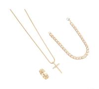 EpheyFIF Collana da uomo gotica con anello in acciaio nero | Set componibile 3 pezzi, pendente freccia, catena incisa, finitura nero opaco, acciaio