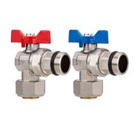 EpheyFIF Valvola a sfera triangolare in ottone con anima sferica per impianti acqua fredda e calda o gas, dimensioni DN15 1/2" e DN20 3/4", maniglia blu o rossa per installazione idraulica e