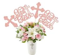 Ephlyn 12 bastoncini centrotavola glitterati con scritta "God Bless", decorazioni per feste di battesimo, per prima comunione, decorazioni per tavolo religioso, Dio benedica, baby shower, forniture