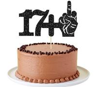 Ephlyn 1Pc 17+1 dito medio Cake Topper Nero Glitter 18° Compleanno Party Cake Decorazioni per Divertente Diciotto Anni Compleanno Forniture