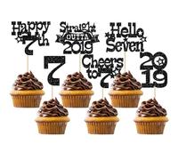 Ephlyn 30 topper per cupcake Straight Outta 2019 glitterati Hello Seven Happy 7th Birthday Cupcake Picks Cheers to 7 Years Decorazioni per torte per 7° compleanno forniture per feste di compleanno